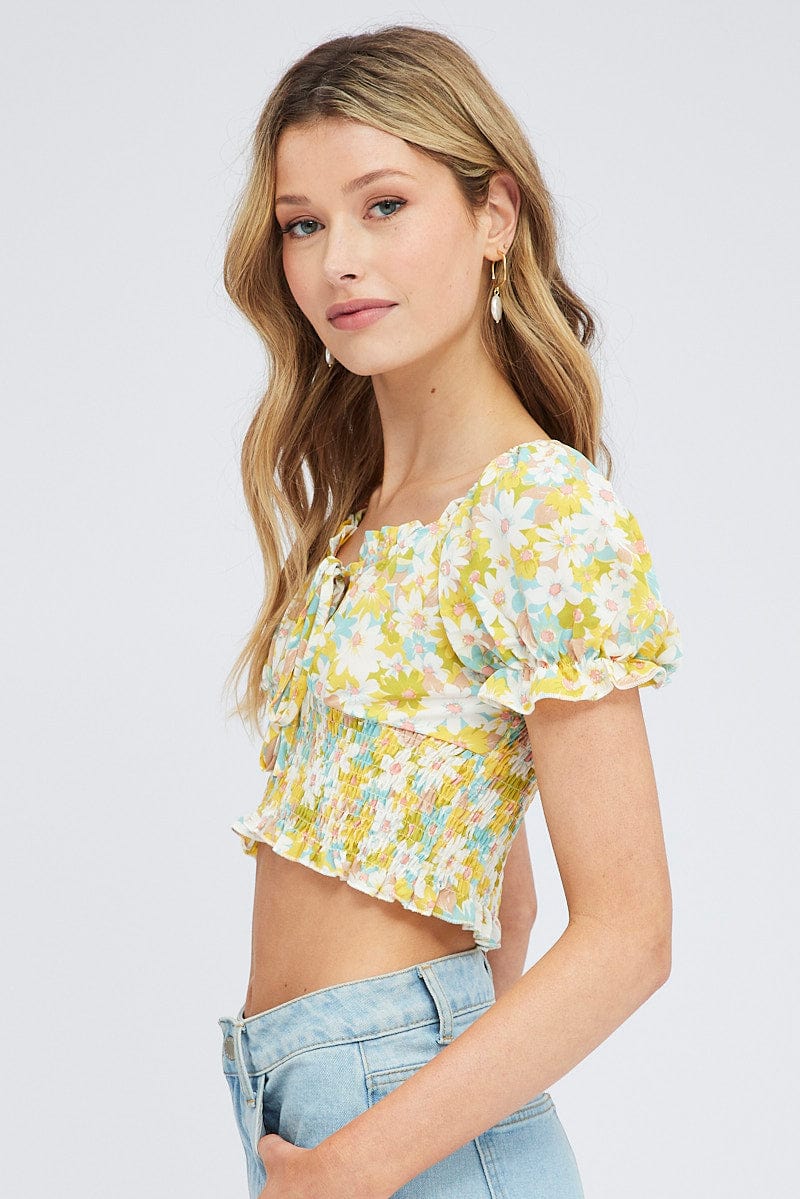 Print Crop Top Short Sleeve