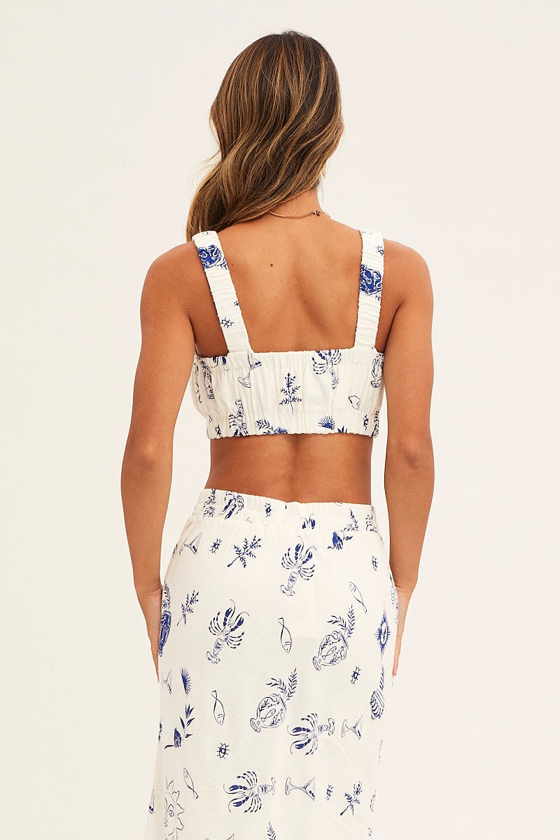 Blue Abstract Cami Top Sleeveless