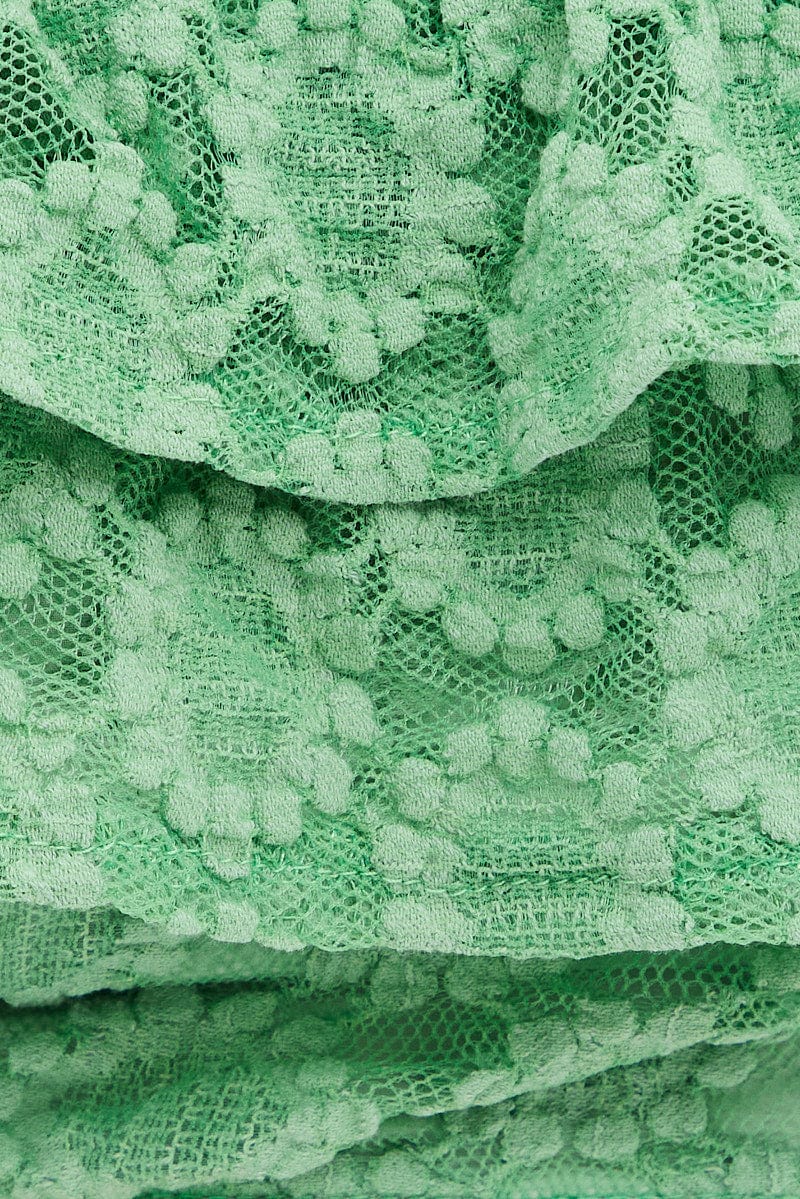 Green Sleeveless Lace Crop Top