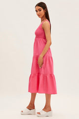 Pink Maxi Dress One Shoulder