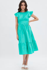 Green Tie Back Midi Dress