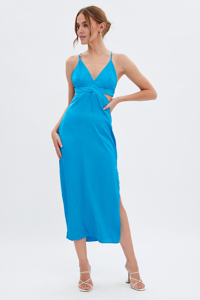 Blue Cutout Midi Dress