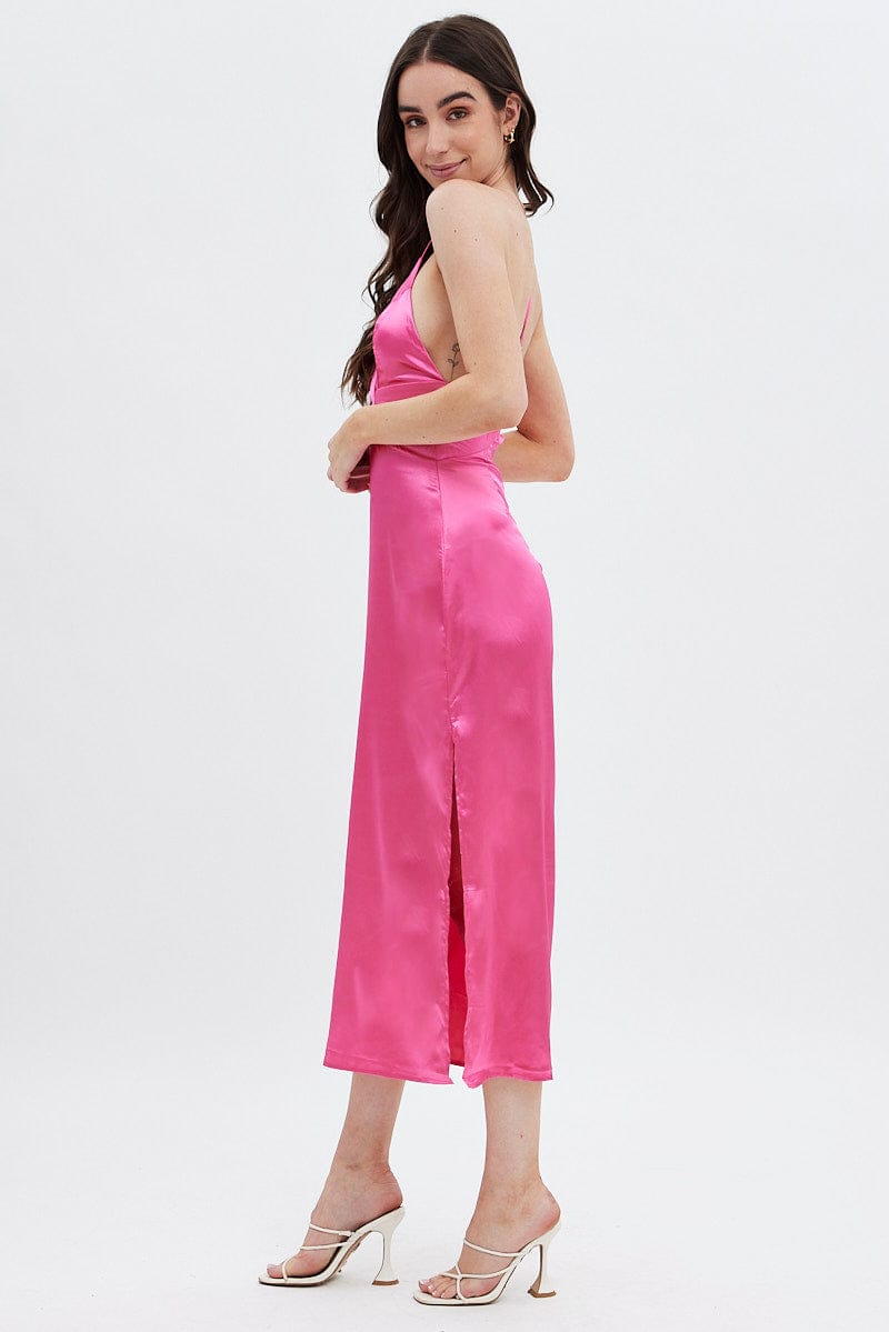 Pink Cutout Midi Dress