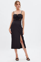 Black Sweetheart Satin Dress