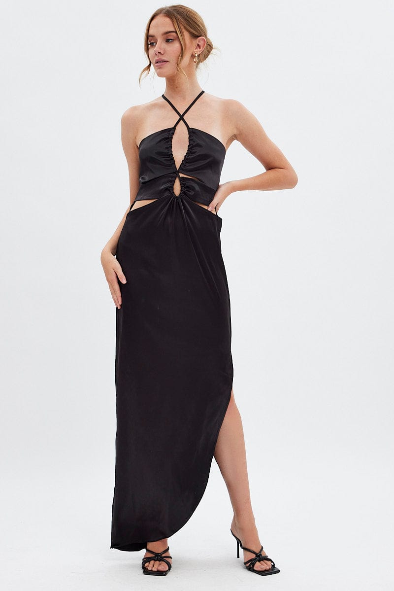 Black Maxi Dress Side Slip