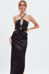 Black Maxi Dress Side Slip