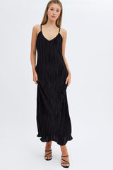 Black Maxi Dress Sleeveless Plisse