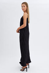 Black Maxi Dress Sleeveless Plisse