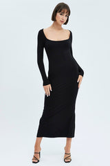 Black Maxi Dress Long Sleeve Bodycon