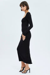 Black Maxi Dress Long Sleeve Bodycon