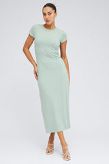 Green Maxi Dress Short Sleeve Bodycon SuperSoft