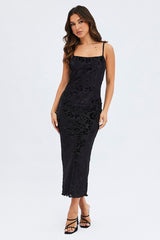 Black Maxi Dress Sleeveless Burn Out