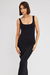 Black Supersoft Maxi Dress Square Neck