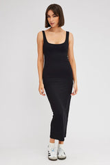 Black Supersoft Maxi Dress Square Neck