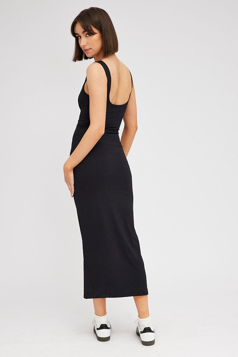 Black Supersoft Maxi Dress Square Neck