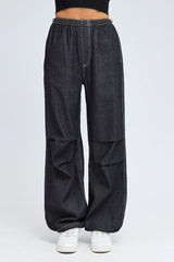 Black Parachute Denim Jean Elastic Waist