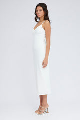 White Midi Dress Sleeveless Textured Fabric