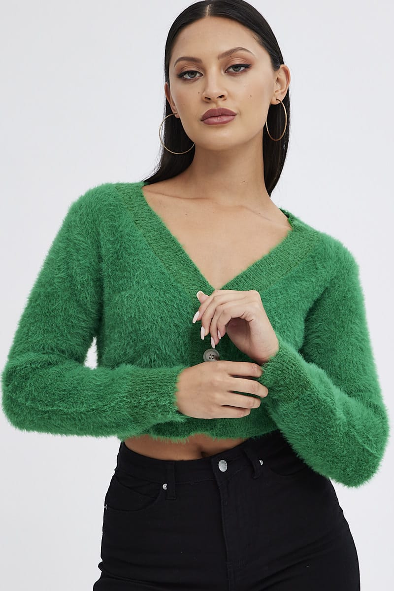 Green Fluffy Cardigan