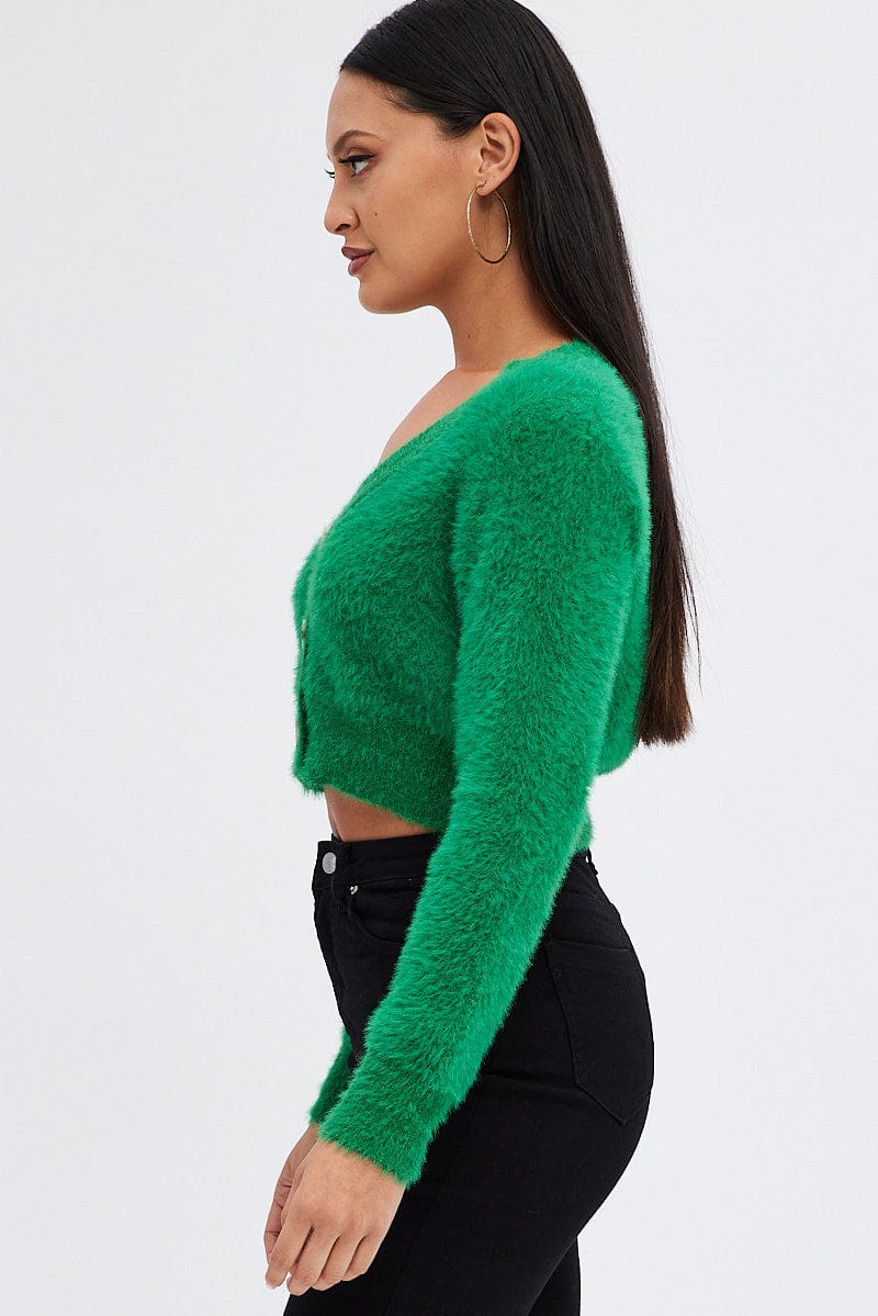 Green Fluffy Cardigan