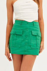 Green Cargo Skirt Mini High Rise