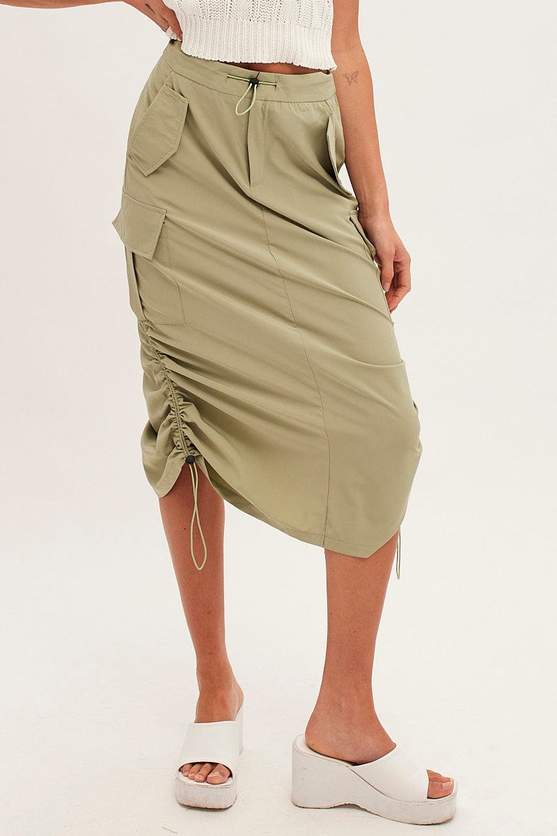 Green Cargo Skirt Ruched