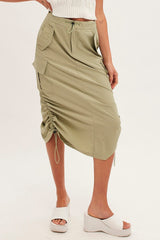 Green Cargo Skirt Ruched