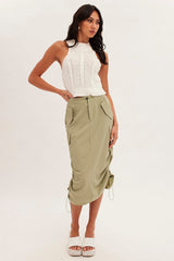 Green Cargo Skirt Ruched