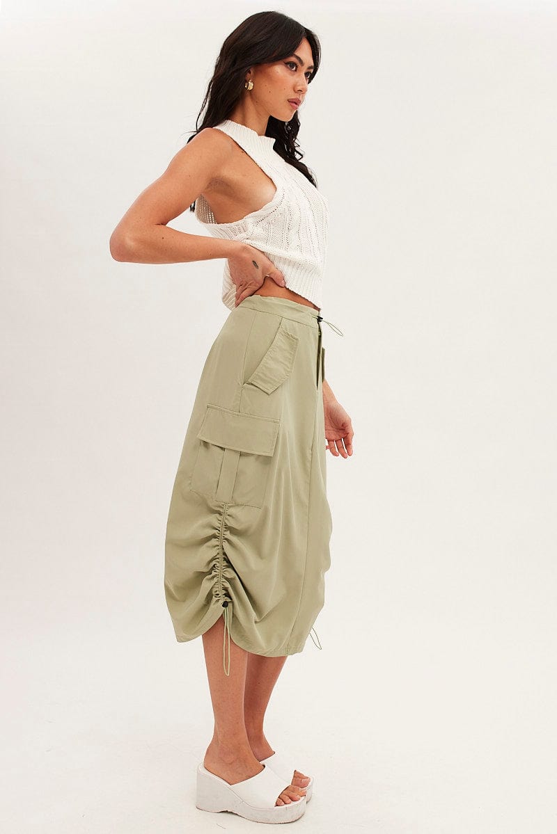 Green Cargo Skirt Ruched