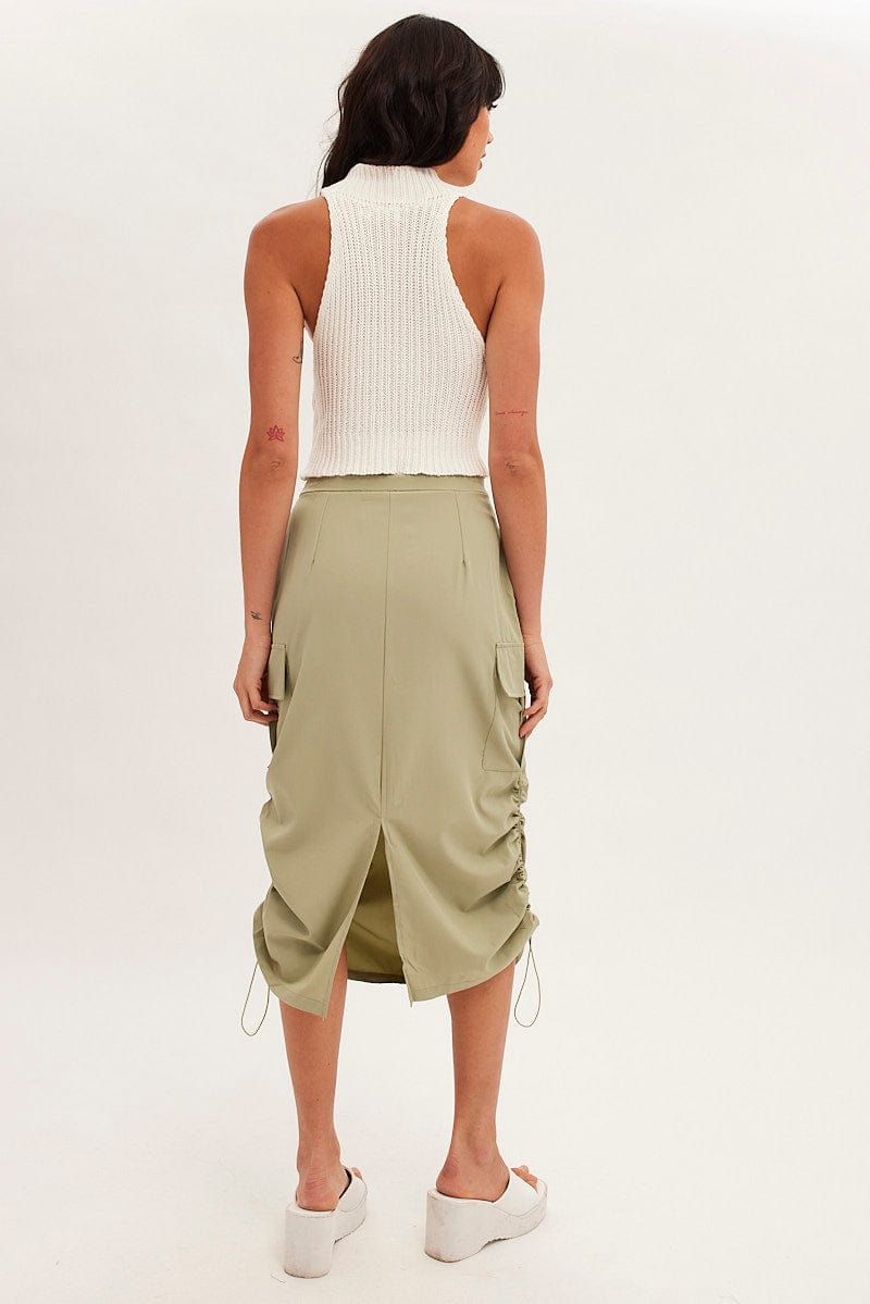 Green Cargo Skirt Ruched