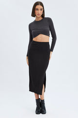 Black Maxi Skirt Side Slit