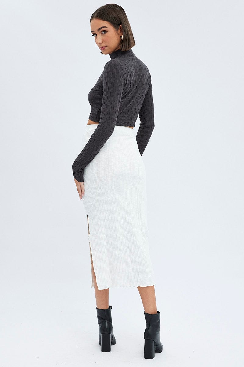 White Maxi Skirt Side Slit