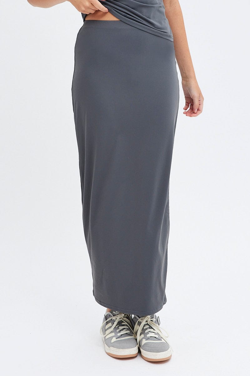 Grey Supersoft Slim Fit Maxi Skirt