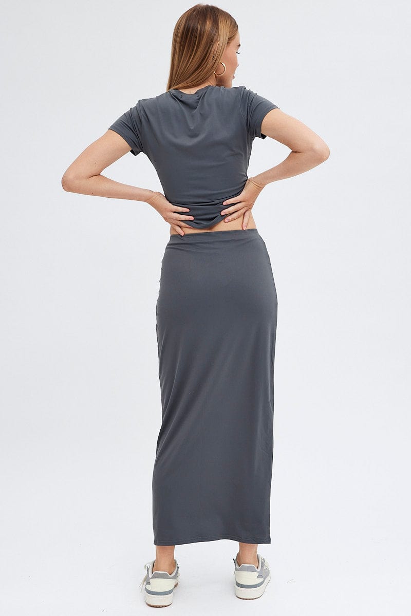 Grey Supersoft Slim Fit Maxi Skirt