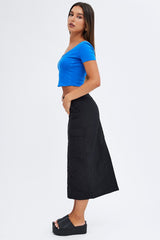 Black Cargo Skirt High Rise