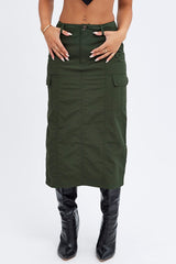 Green Cargo Skirt High Rise