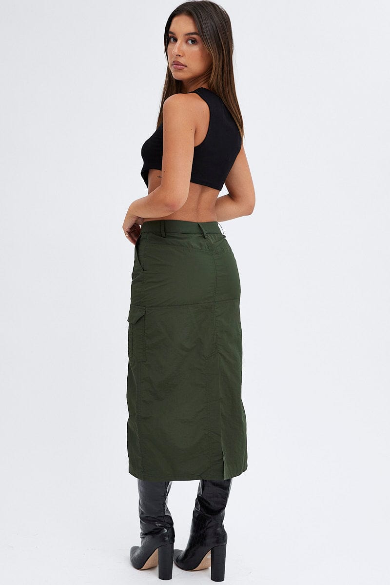 Green Cargo Skirt High Rise