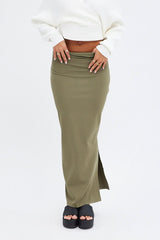 Green Maxi Skirt Low Rise Ponte