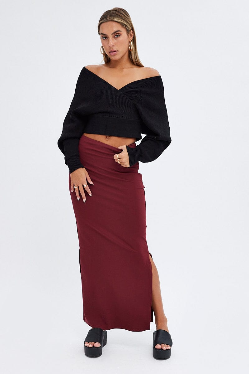 Purple Maxi Skirt Low Rise Ponte