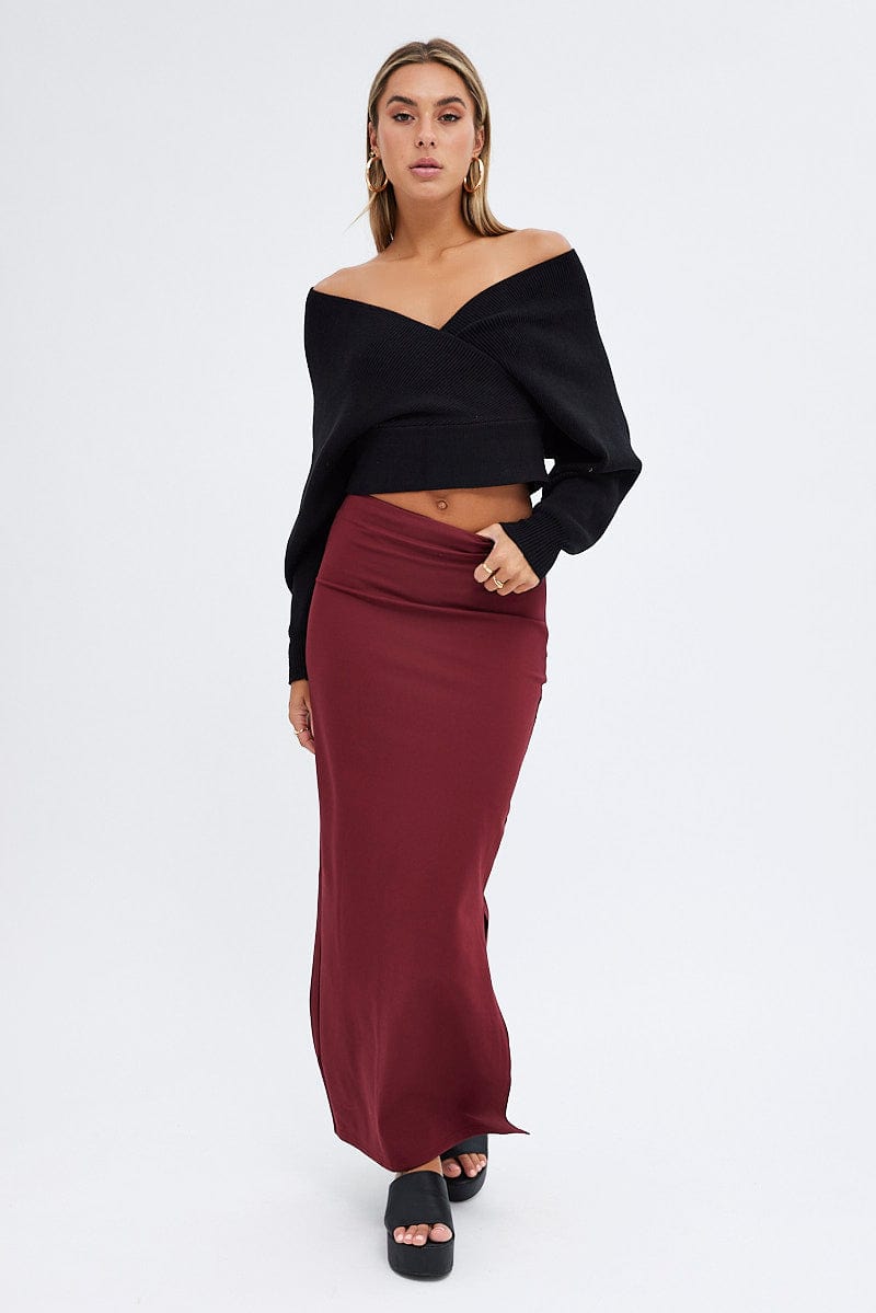 Purple Maxi Skirt Low Rise Ponte