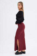 Purple Maxi Skirt Low Rise Ponte