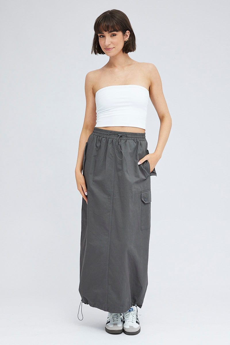 Grey Parachute Skirt Maxi