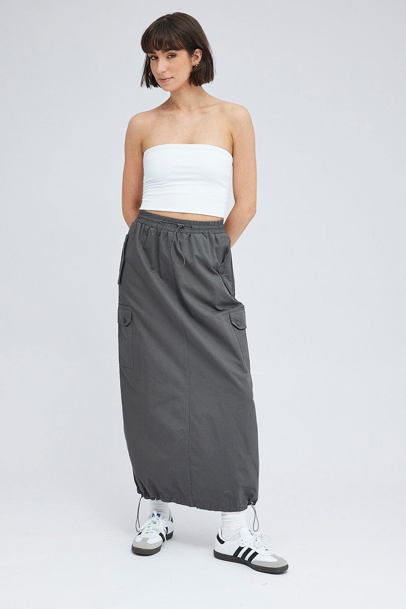 Grey Parachute Skirt Maxi