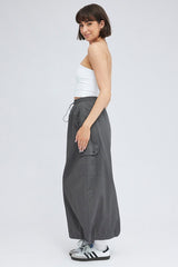 Grey Parachute Skirt Maxi