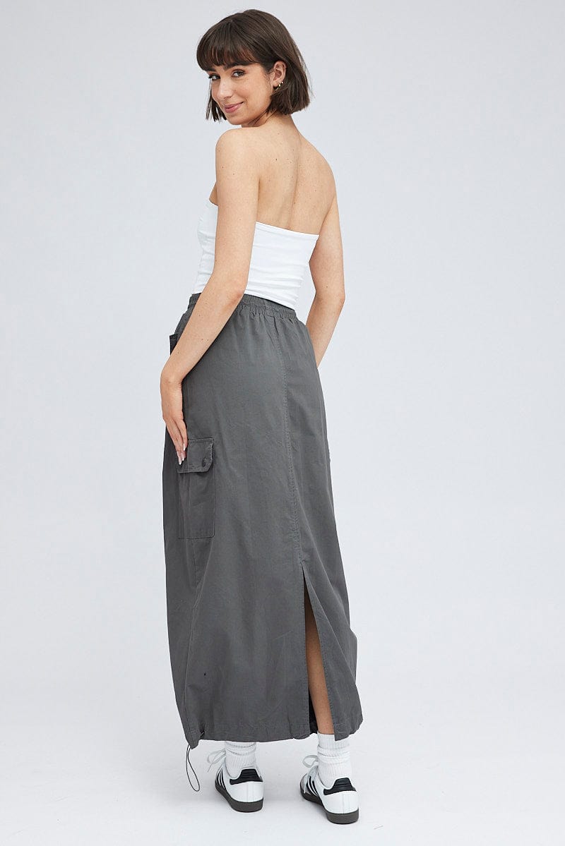 Grey Parachute Skirt Maxi