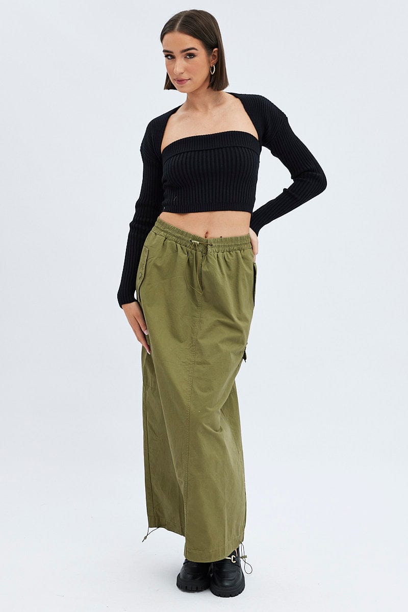 Green Parachute Skirt Maxi