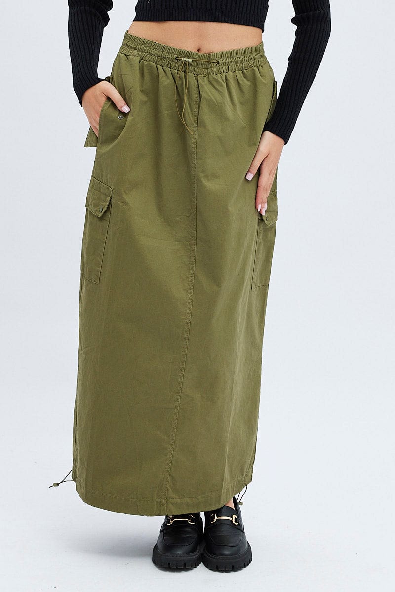 Green Parachute Skirt Maxi