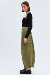 Green Parachute Skirt Maxi