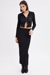 Black Maxi Skirt Bodycon Textured Jersey