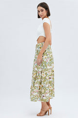 Print Maxi Skirt Tiered