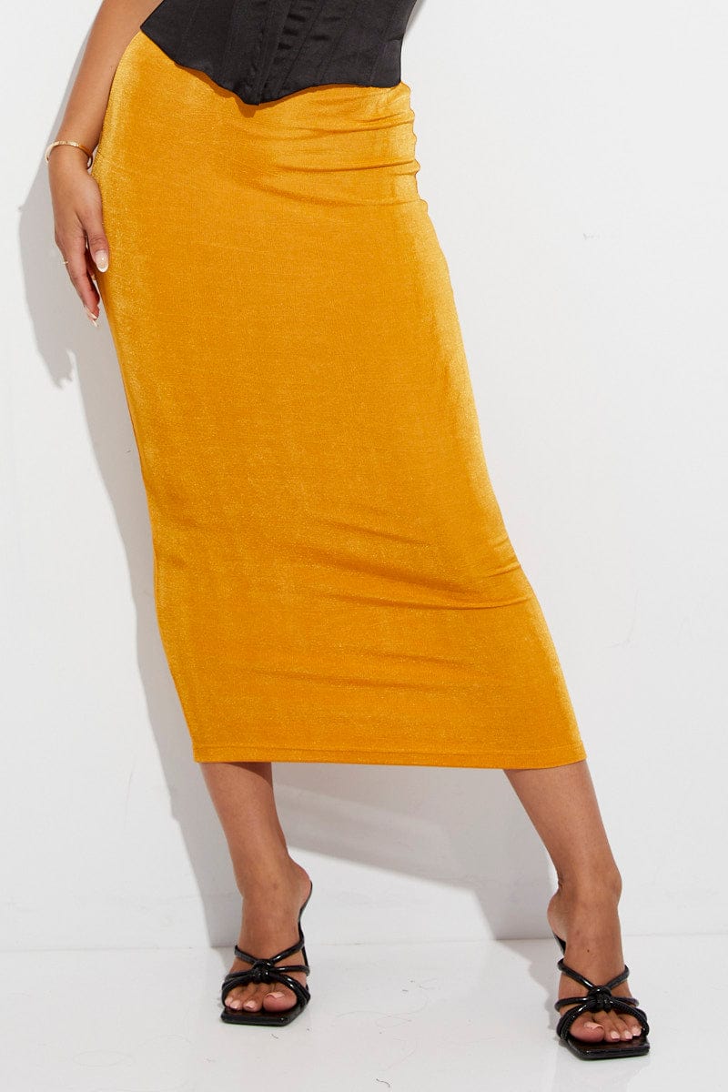 Orange Midi Skirt Bodycon